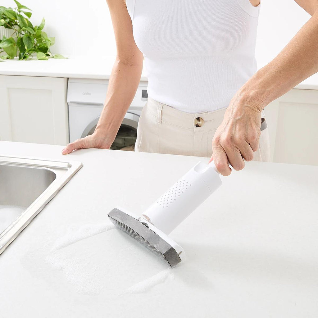 Mini Retractable Mop – Compact Self-Wringing Cleaning Tool for Small Spaces – Lightweight & Easy to Use – Reach Under Furniture, Counters & Tight Spots – Grey/White