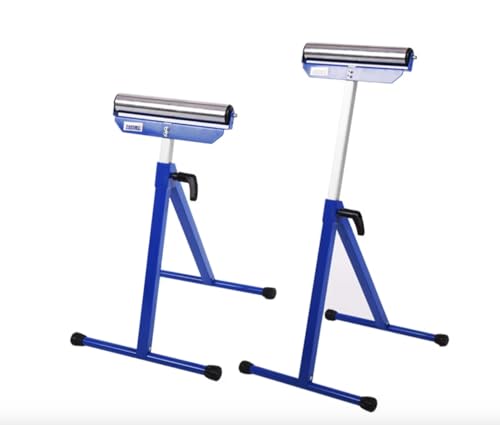 JZ Planet 1 Pack Folding Roller Stand - Heavy-Duty Steel Construction, 60kg Load Capacity - Adjustable Support Stand with Smooth Roller Head - Ideal for Woodworking, Cutting, & Material Feeding