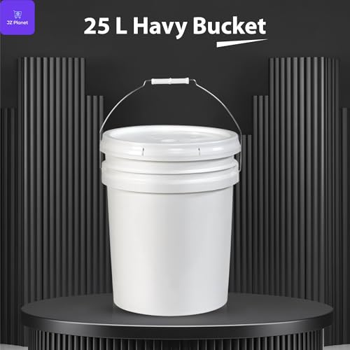 JZ Planet Empty Paint Bucket with Lid – 20L White Plastic Storage Containers – Durable PP Material, Leakproof, Stackable – for Paint, Mixing, Construction, Gardening & Home Use