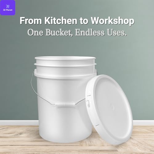 JZ Planet Empty Paint Bucket with Lid – 20L White Plastic Storage Containers – Durable PP Material, Leakproof, Stackable – for Paint, Mixing, Construction, Gardening & Home Use
