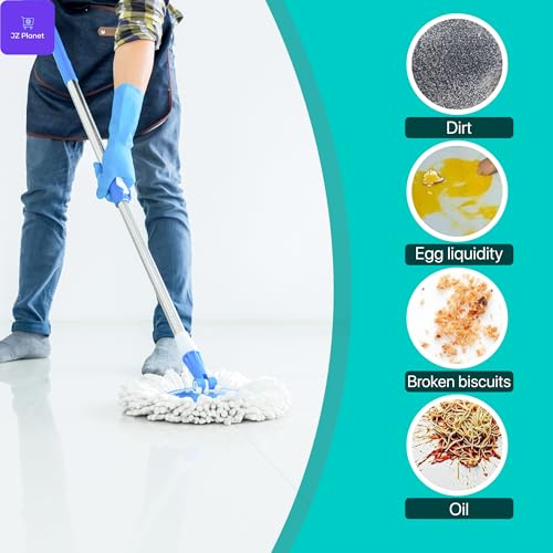 JZ Planet Microfibre Mop Head Replacement for Spin Mop - 2PCS Round White Refill Pads - Compatible with Leifheit - Reusable, Machine Washable, for Wet & Dry Cleaning