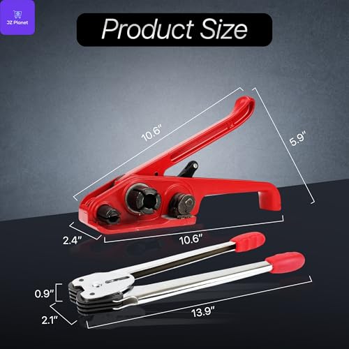 JZ Planet Strapping Kit for Heavy Duty Tough Pallet - Industrial Steel Load Stabilizer Tool in Red - Durable & Visible Packaging Support for Warehousing, Shipping, Construction