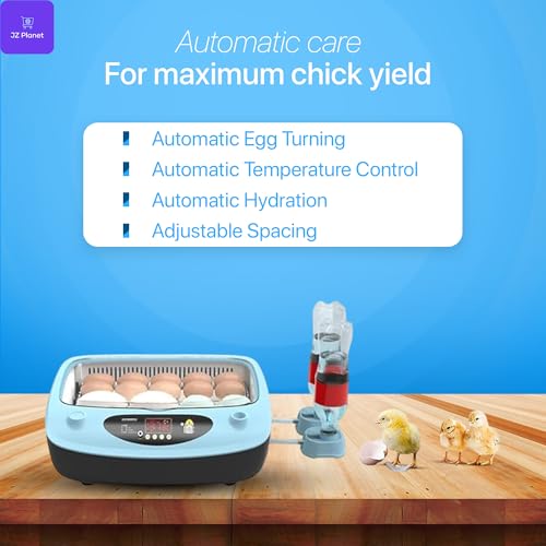 Automatic 12 Egg Incubator - Digital Hatching Machine with Temperature Control & Auto Egg Turner - 80W Energy Efficient, Compact Design - PP Plastic Poultry Incubator for Chicken, Duck, Quail