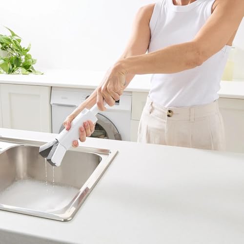 Mini Retractable Mop – Compact Self-Wringing Cleaning Tool for Small Spaces – Lightweight & Easy to Use – Reach Under Furniture, Counters & Tight Spots – Grey/White