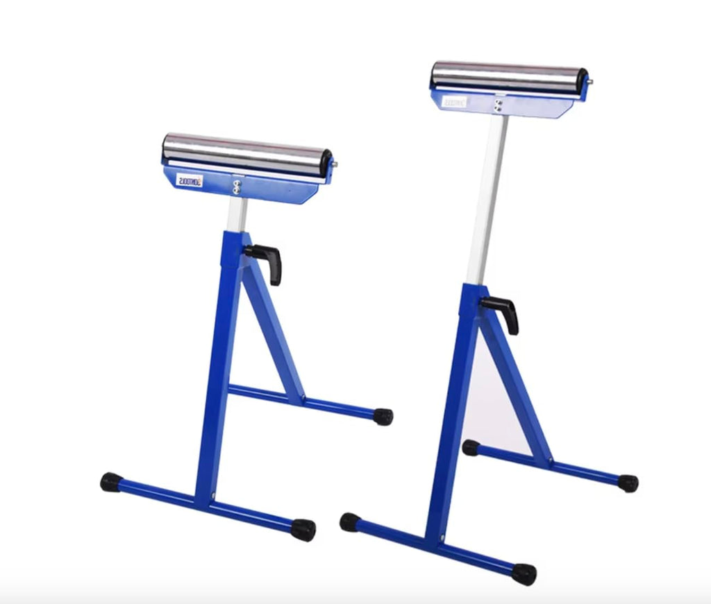 JZ Planet 1 Pack Folding Roller Stand - Heavy-Duty Steel Construction, 60kg Load Capacity - Adjustable Support Stand with Smooth Roller Head - Ideal for Woodworking, Cutting, & Material Feeding