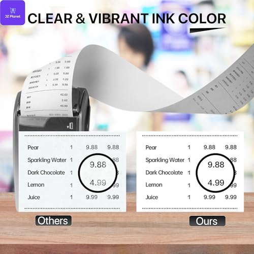 JZ Planet 5X Thermal Paper Rolls - 8x8cm Receipt Paper Made from Pure Wood Pulp - BPA-Free, Jam-Free, Fade-Resistant POS Paper - Compatible with Most Thermal Printers & Cash Registers