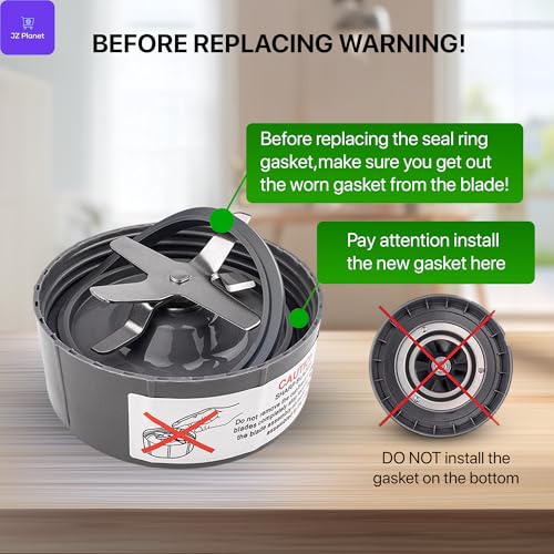 JZ Planet 3 x Grey Gasket Seal Rings for 900W Blender - 4 PCS Set with Removal Tool - BPA-Free Silicone Replacement Seals for Blender Cups - Leakproof, Easy to Install, Dishwasher Safe