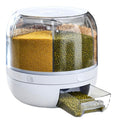 6-Grid Rotating Food Grain Dispenser - 3.6L Airtight Dry Food Storage, White