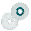 JZ Planet Microfibre Mop Head Replacement for Spin Mop - 2PCS Round White Refill Pads - Compatible with Leifheit - Reusable, Machine Washable, for Wet & Dry Cleaning