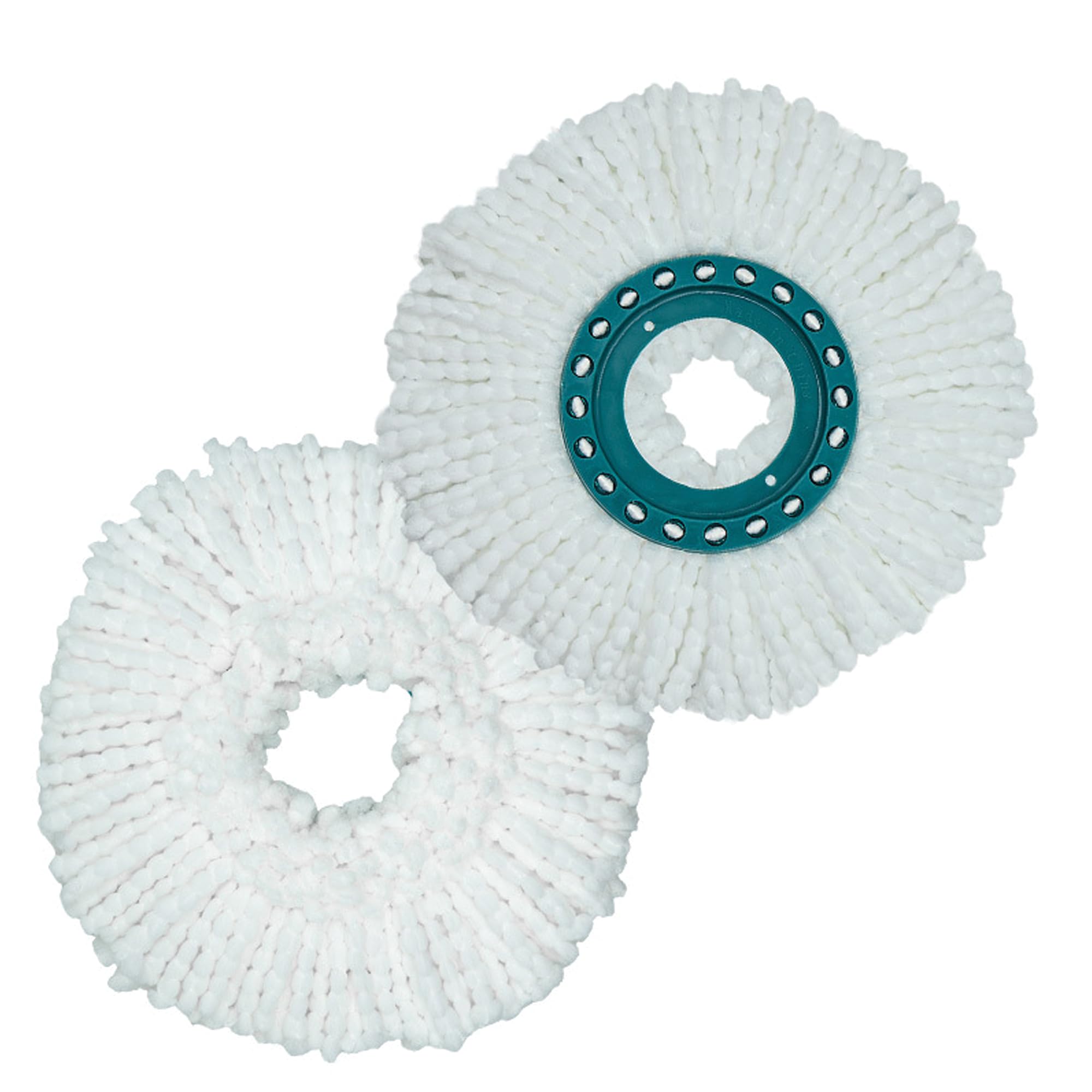JZ Planet Microfibre Mop Head Replacement for Spin Mop - 2PCS Round White Refill Pads - Compatible with Leifheit - Reusable, Machine Washable, for Wet & Dry Cleaning