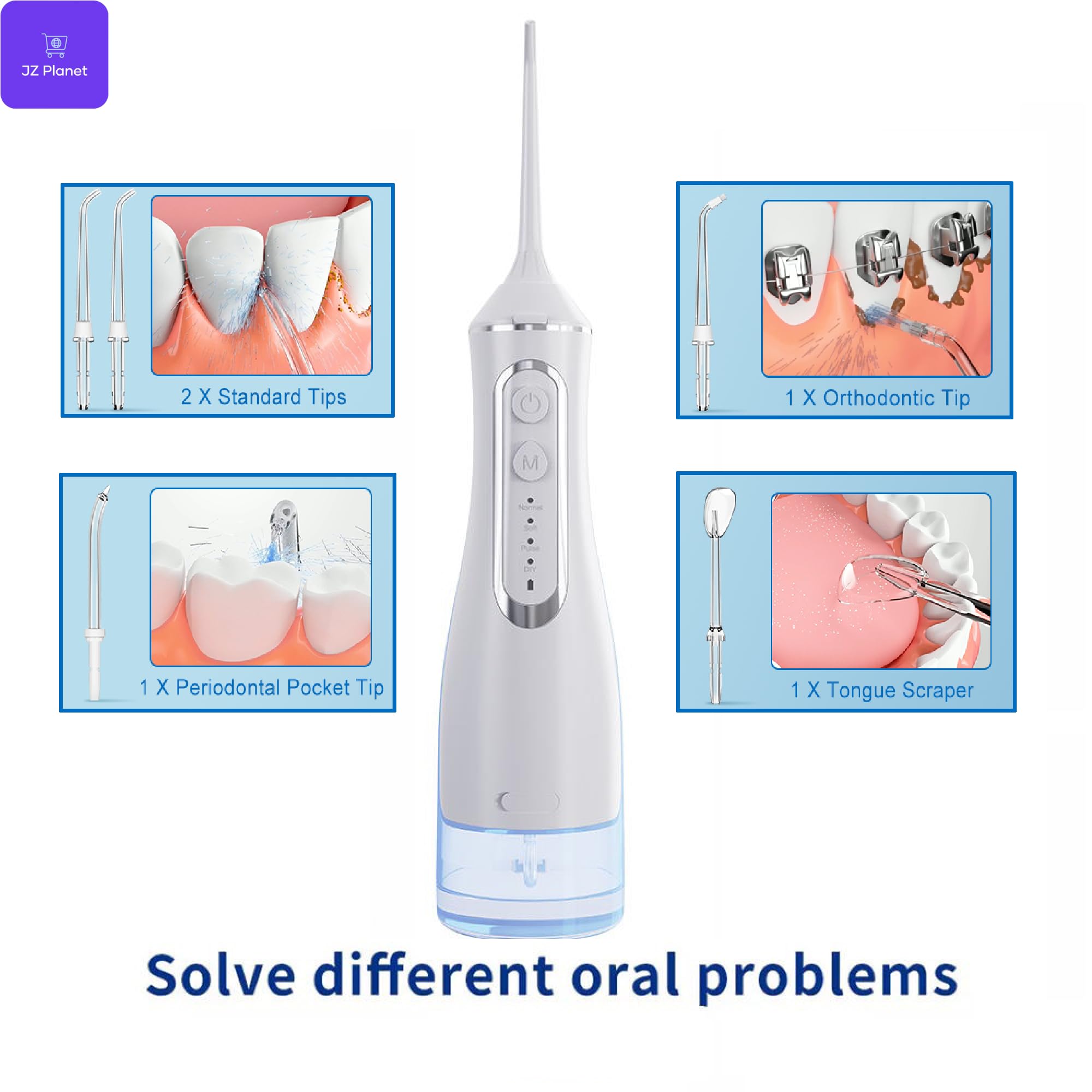 Cordless Water Flosser - Rechargeable Oral Irrigator, 320ml, IPX7, USB-C