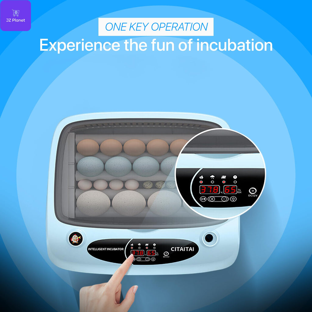 Automatic 12 Egg Incubator - Digital Hatching Machine with Temperature Control & Auto Egg Turner - 80W Energy Efficient, Compact Design - PP Plastic Poultry Incubator for Chicken, Duck, Quail