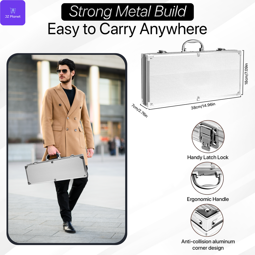 JZ Planet Barbecue Grill Tool Set – 24 PCS Stainless Steel BBQ Accessories with Storage Case – Heat-Resistant Handles, Skewers, Spatula, Tongs, Fork, Basting Brush – Grilling Kit for Outdoor Cooking